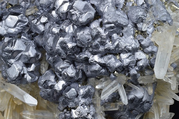 Galena on Pyrite, Quartz