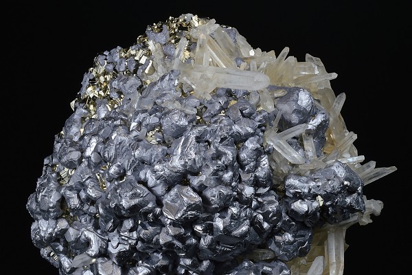 Galena on Pyrite, Quartz