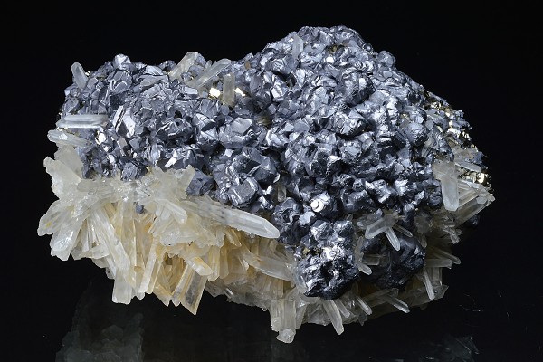 Galena on Pyrite, Quartz