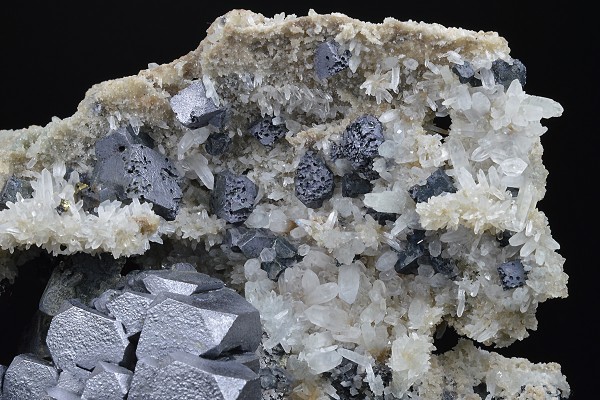 Skeletal Galena, Quartz, Sphalerite, Chalcopyrite