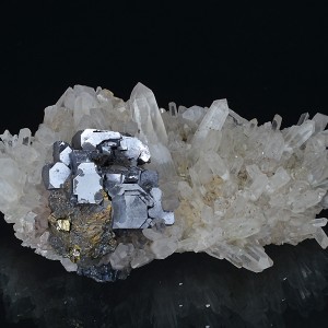 Skeletal Galena, Quartz, Chalcopyrite, Pyrite