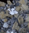 Twinned and truncated Galena, Quartz, Calcite
