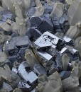Twinned and truncated Galena, Quartz, Calcite