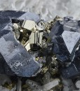 Twinned and truncated Galena, Pyrite, Quartz