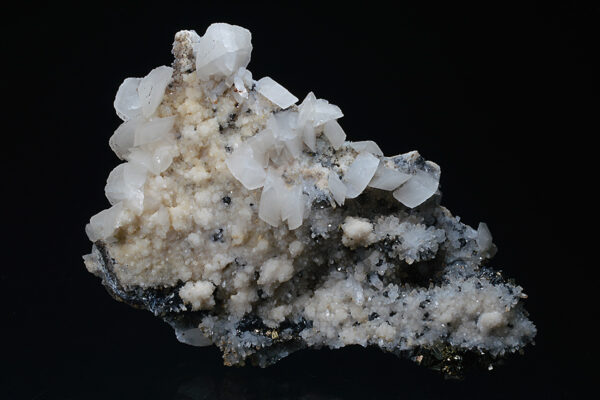 Scalenohedral Calcite, Quartz, Pyrite, Sphalerite