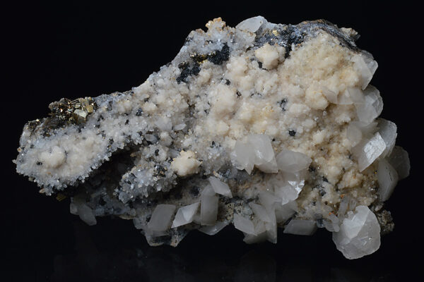Scalenohedral Calcite, Quartz, Pyrite, Sphalerite