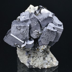 Truncated Galena on Quartz,Chalcopyrite, Sphalerite