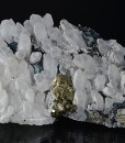Two generations Quartz, iridescent Chalcopyrite
