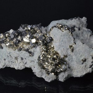 Pyrite on Quartz, Sphalerite