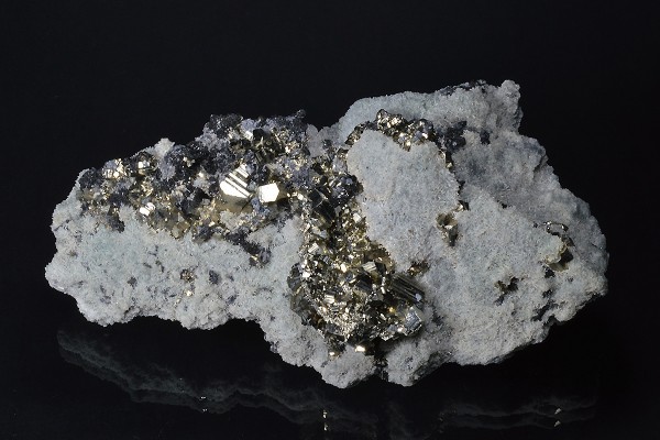 Pyrite on Quartz, Sphalerite