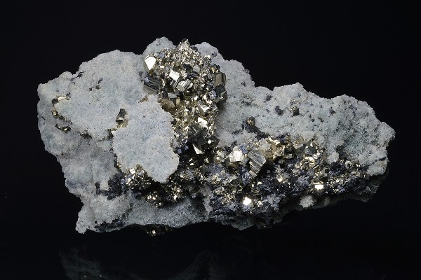 Pyrite on Quartz, Sphalerite
