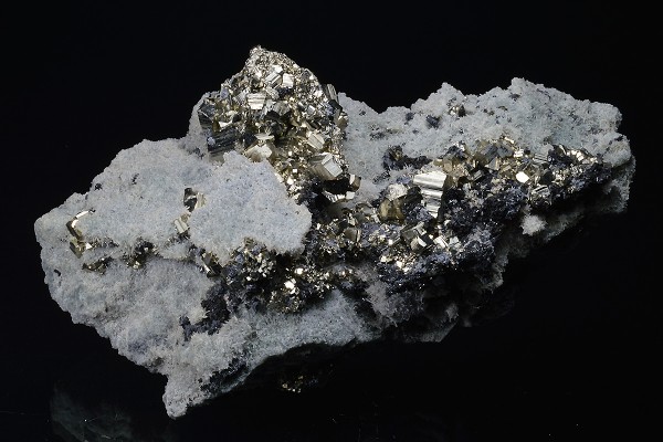 Pyrite on Quartz, Sphalerite