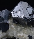 Twinned and truncated Galena on Quartz, Sphalerite