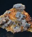 Skeletal Galena on iron oxide Quartz