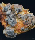 Skeletal Galena on iron oxide Quartz