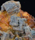 Skeletal Galena on iron oxide Quartz