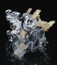 Quartz on twinned Galena, Calcite