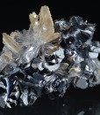 Quartz on twinned Galena, Calcite