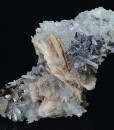 Skeletal Galena, Pyrite on Quartz and Calcite