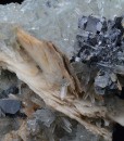 Skeletal Galena, Pyrite on Quartz and Calcite