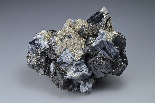 Pyrite on Galena and Sphalerite