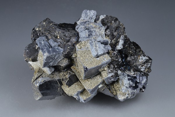 Pyrite on Galena and Sphalerite