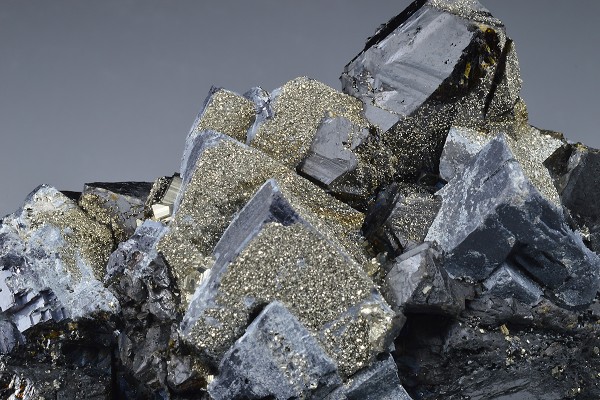 Pyrite on Galena and Sphalerite