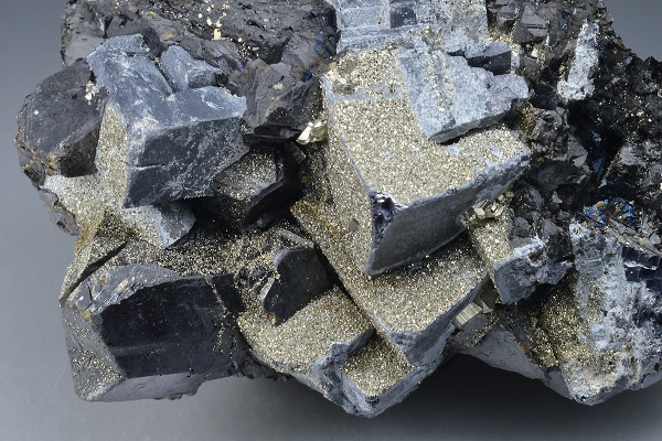 Pyrite on Galena and Sphalerite