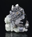 Sphalerite on Quartz, Galena, Chalcopyrite
