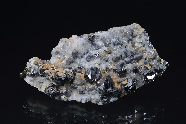 Galena on Quartz, Sphalerite, Calcite