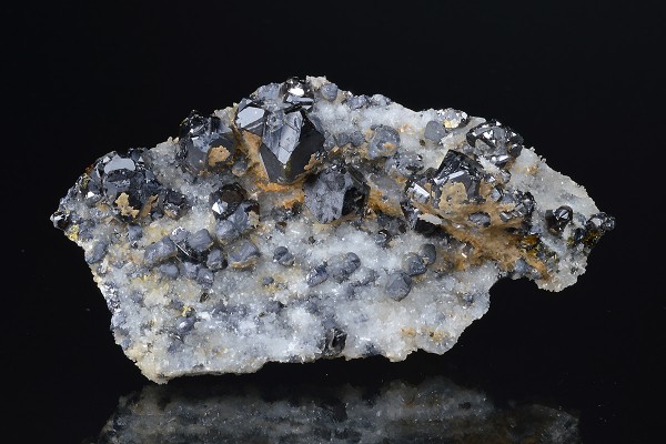 Galena on Quartz, Sphalerite, Calcite