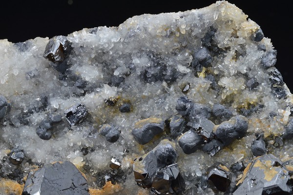 Galena on Quartz, Sphalerite, Calcite