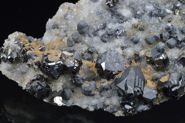 Galena on Quartz, Sphalerite, Calcite