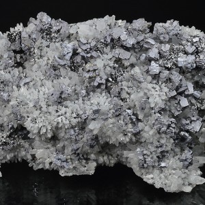 Skeletal Galena on Quartz, Sphalerite, Chalcopyrite