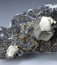 Pyrite on Sphalerite, Chalcopyrite, Quartz