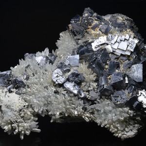 Galena on Quartz, Sphalerite, Calcite