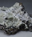 Pyrite, Sphalerite, Chalcopyrite on Quartz