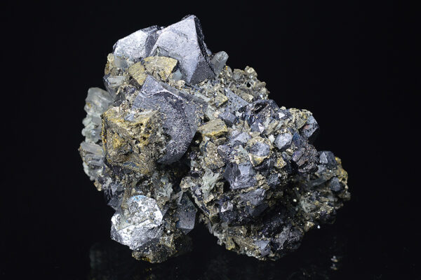 Galena, iridescent Chalcopyrite, Pyrite, Sphalerite, Quartz