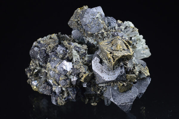 Galena, iridescent Chalcopyrite, Pyrite, Sphalerite, Quartz
