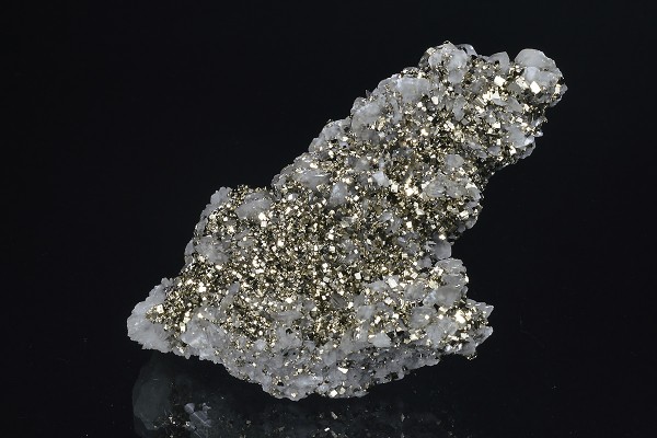 Pyrite on Quartz, Calcite