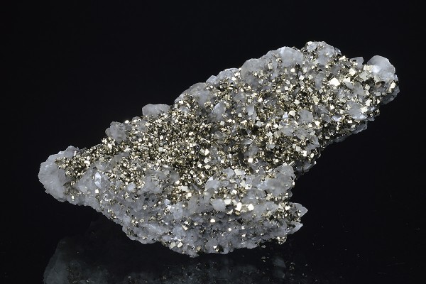 Pyrite on Quartz, Calcite