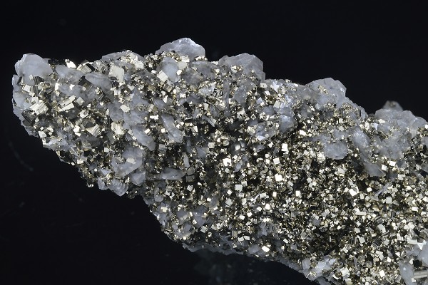 Pyrite on Quartz, Calcite