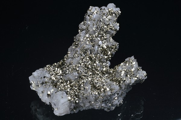 Pyrite on Quartz, Calcite