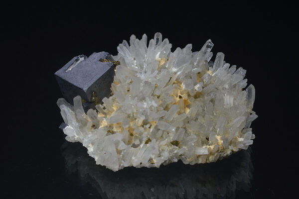 Galena and Chalcopyrite on Quartz