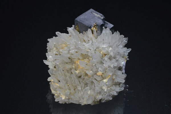 Galena and Chalcopyrite on Quartz
