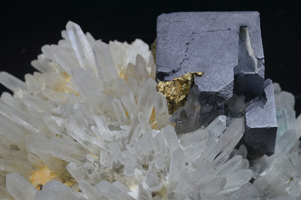 Galena and Chalcopyrite on Quartz