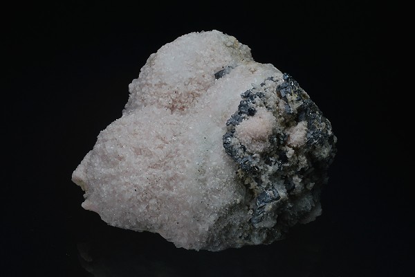 Rhodochrosite, thin Galena plates, Quartz