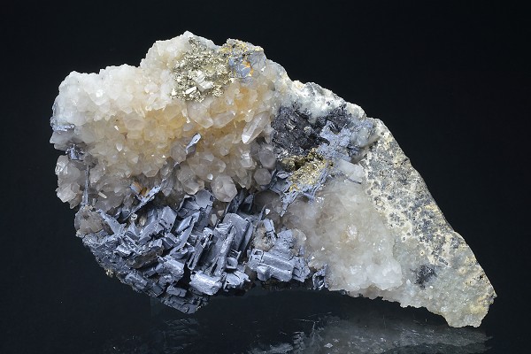 Skeletal Galena, Quartz, Pyrite