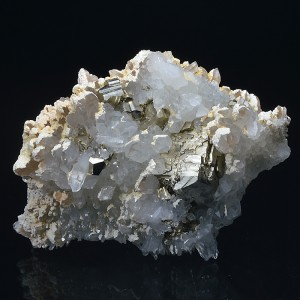 Pyrite on Quartz, Calcite