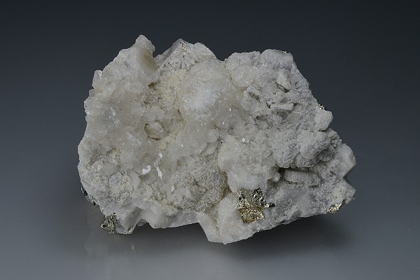 Pyrite on Siderite, Calcite